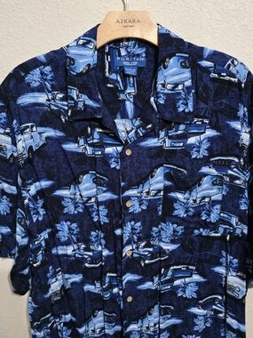 Puritan Men’s Navy Blue Vintage Car Print Short-Sleeve Shirt